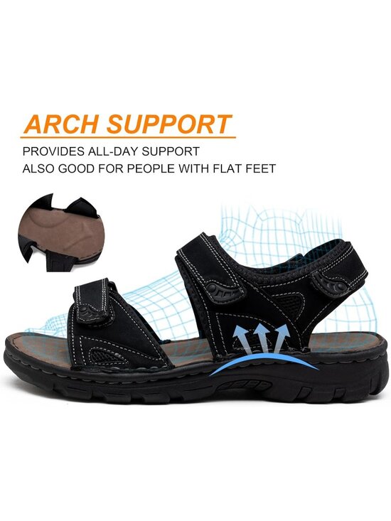Men\'s Black Sandals Leather Open Toe Beach Sandal Outdoor Sport Hiking main image 6